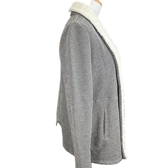 Jack By BB Dakota Tweed And Sherpa Style Open Cardigan Jacket Gray and White L - Picture 2 of 8